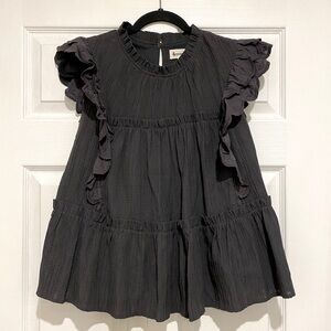 Grey sleeveless ruffle top